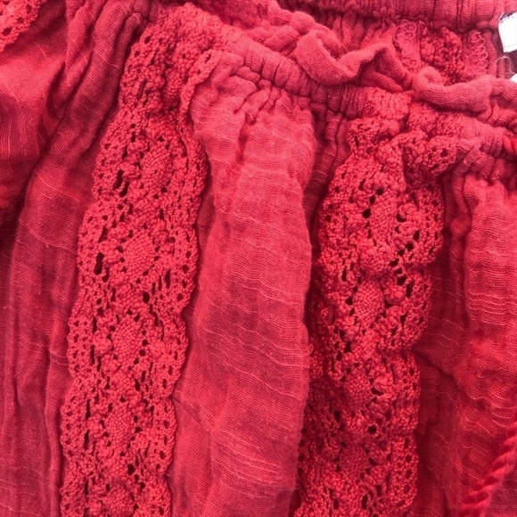 American Eagle Red Off Shoulder Boho Peasant Top – S/P - Picture 7 of 9